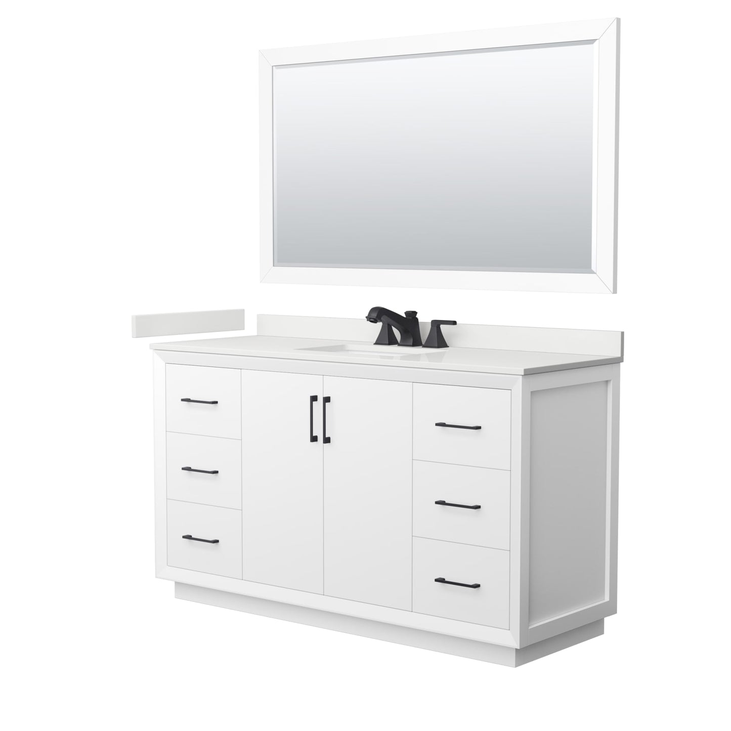 Strada Bathroom Vanity with Countertop 60 inch Single Sink 3-hole Faucet Setup