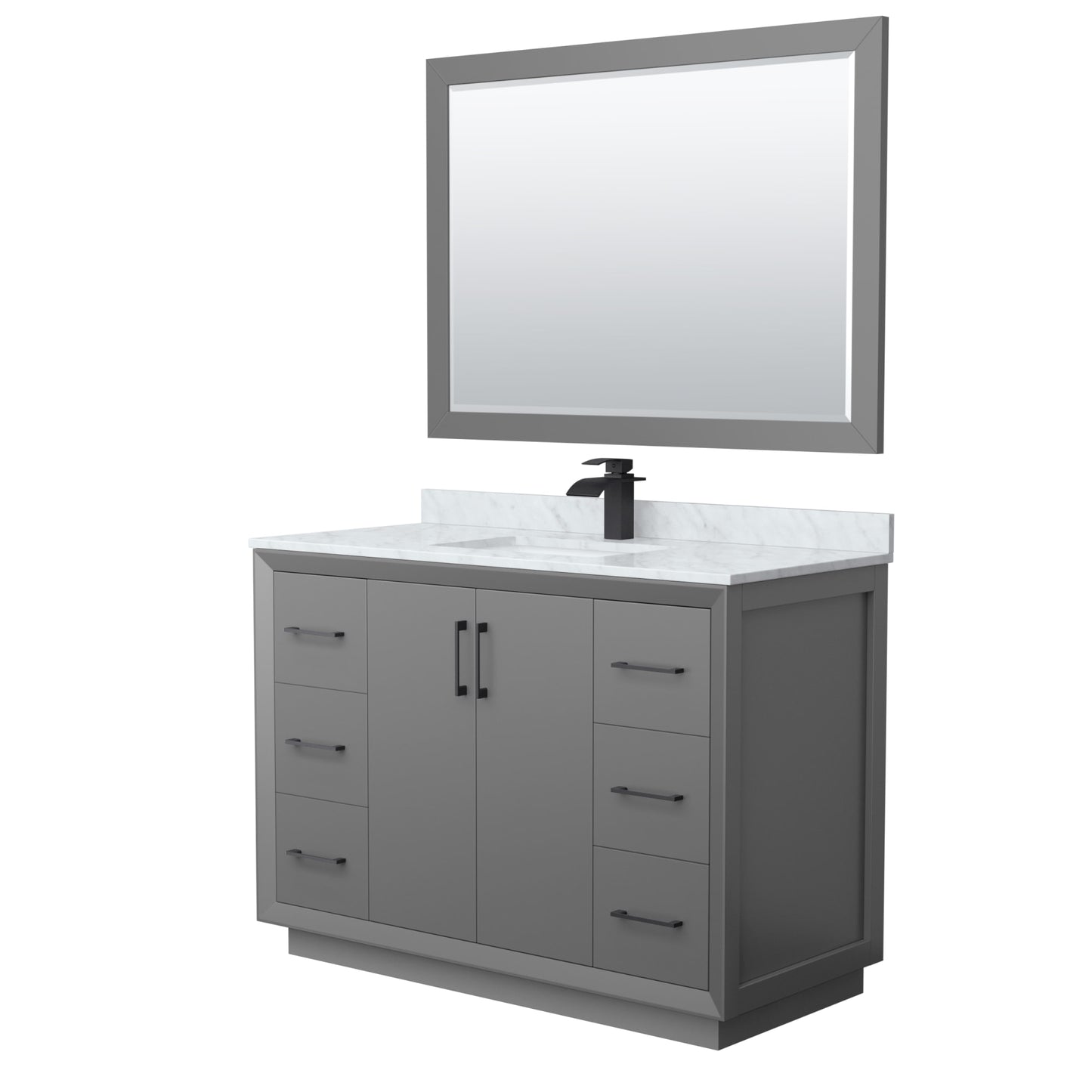 Strada Bathroom Vanity with Countertop 48 inch Single Sink Single hole Faucet Setup