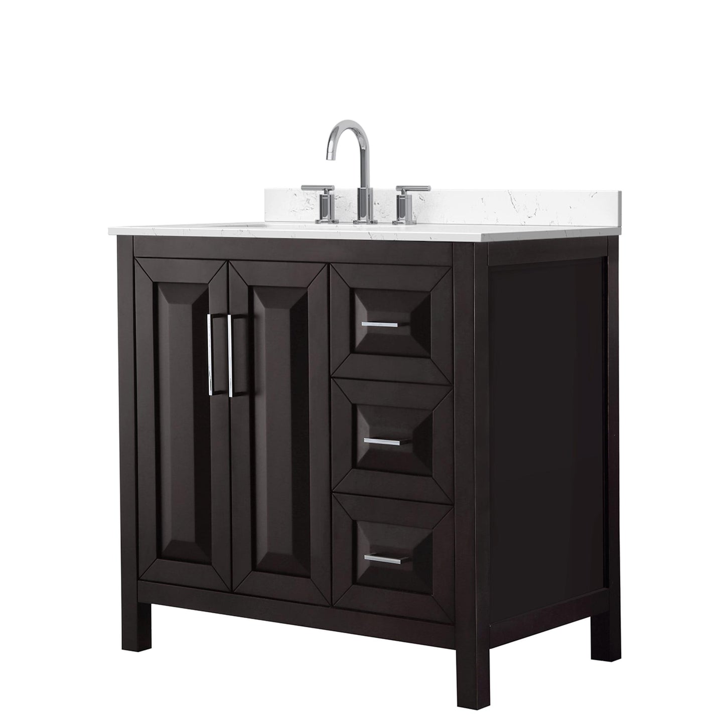 Daria Bathroom Vanity with Countertop 36 inch Single Sink 3-hole Faucet Setup