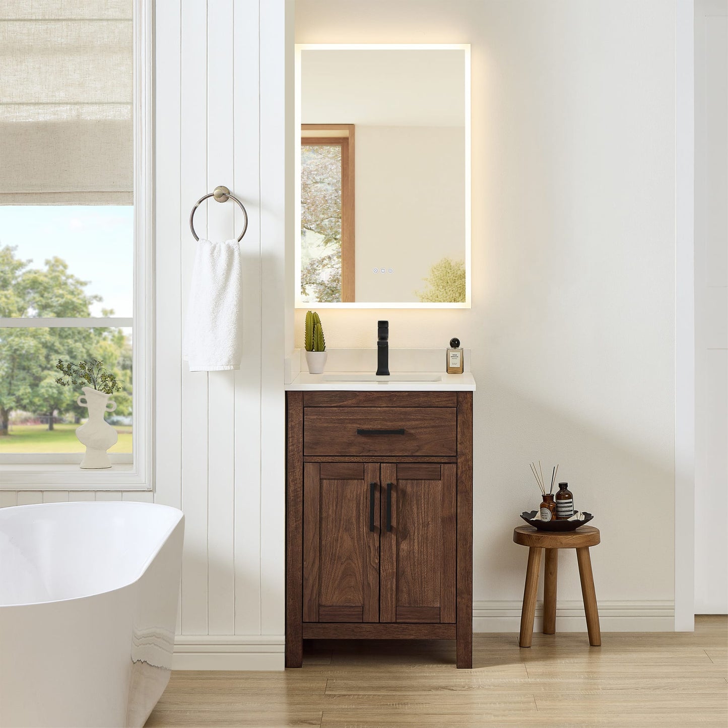Beckett Bathroom Vanity with Countertop 24 inch Single Sink Single hole Faucet Setup