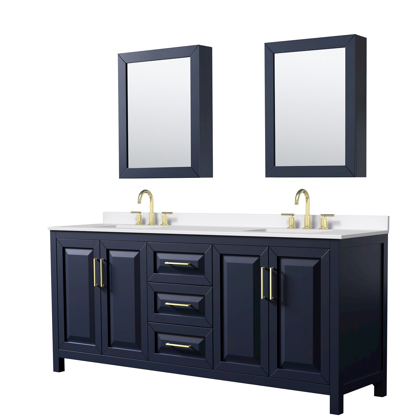 Daria Bathroom Vanity with Countertop 80 inch Double Sink 3-hole Faucet Setup
