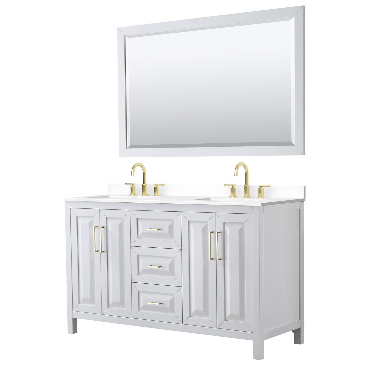Daria Bathroom Vanity with Countertop 60 inch Double Sink 3-hole Faucet Setup
