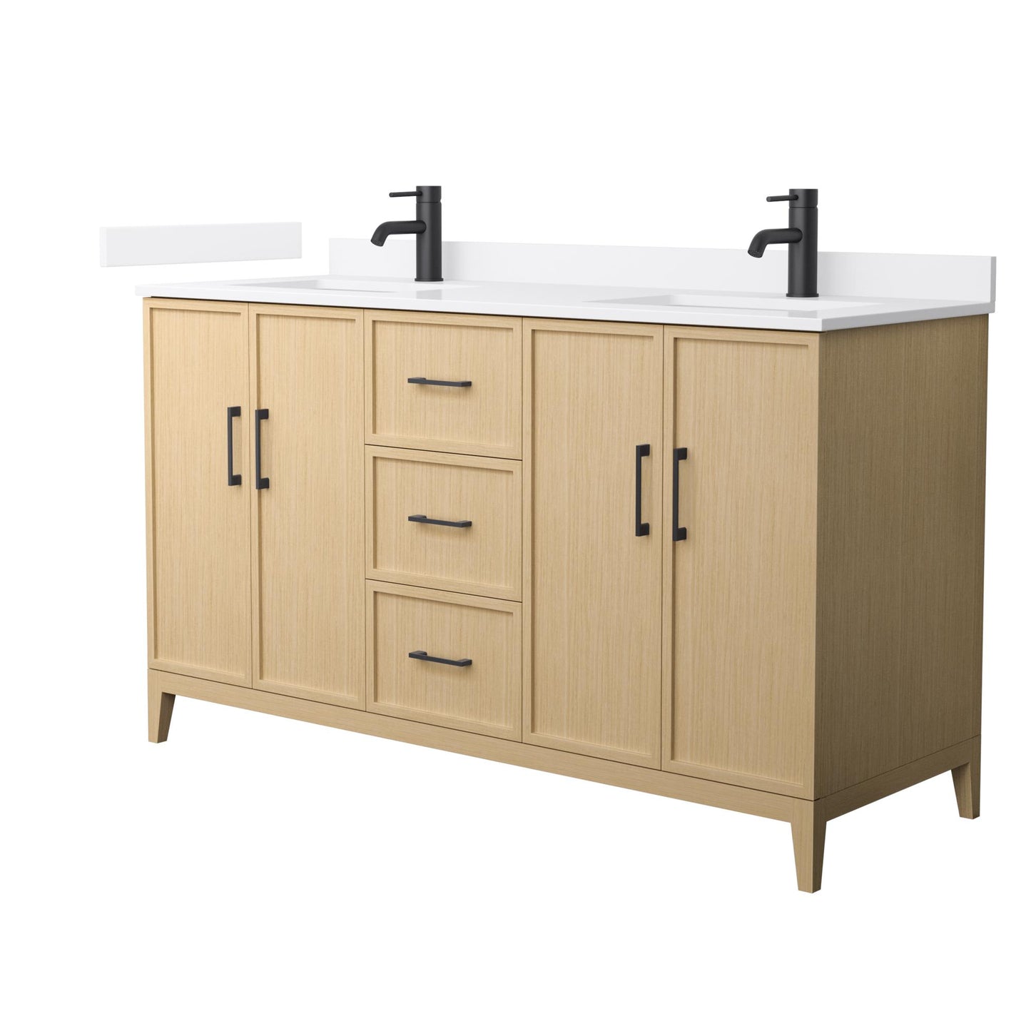 Elan Bathroom Vanity with Countertop 60 inch Double Sink Single hole Faucet Setup