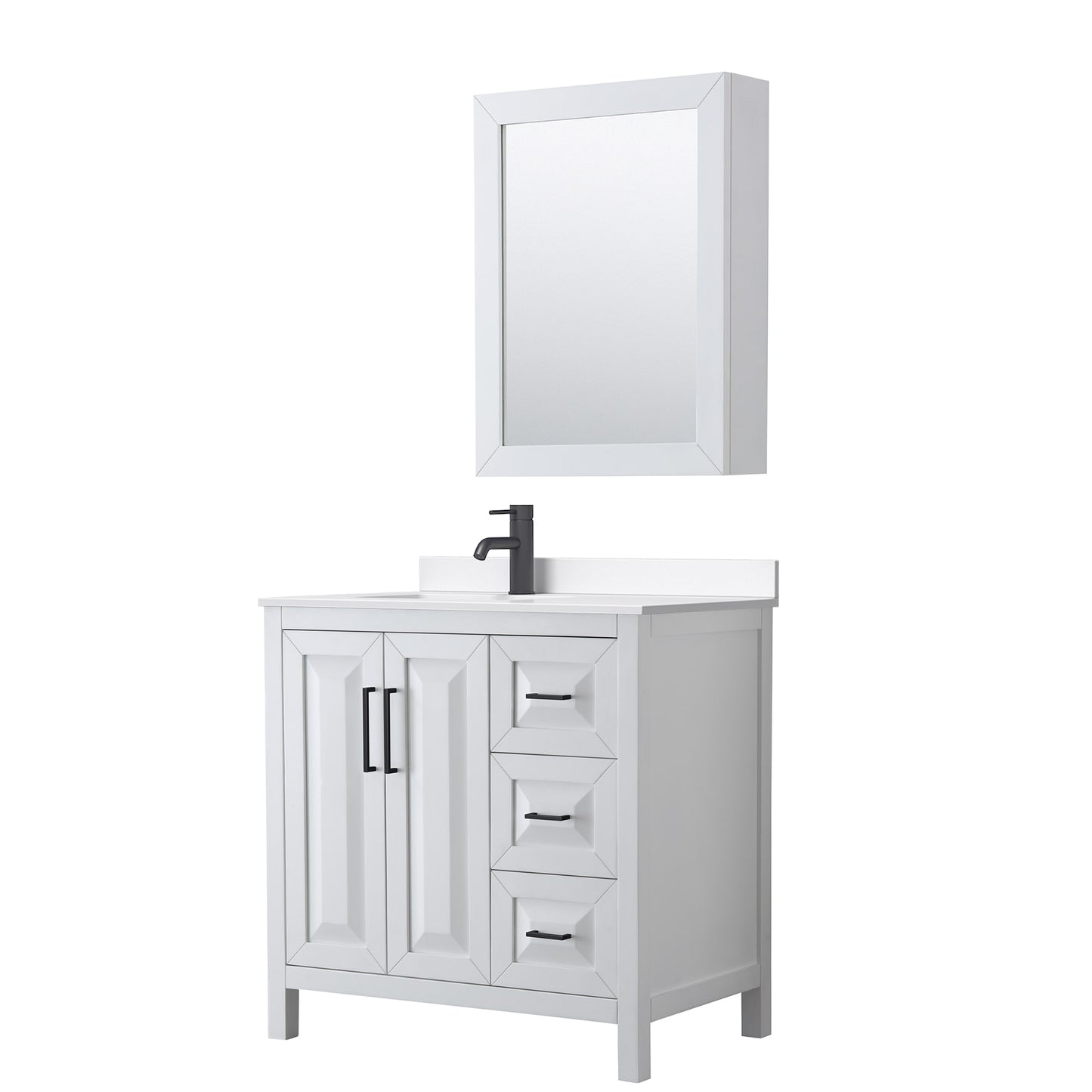 Daria Bathroom Vanity with Countertop 36 inch Single Sink Single hole Faucet Setup