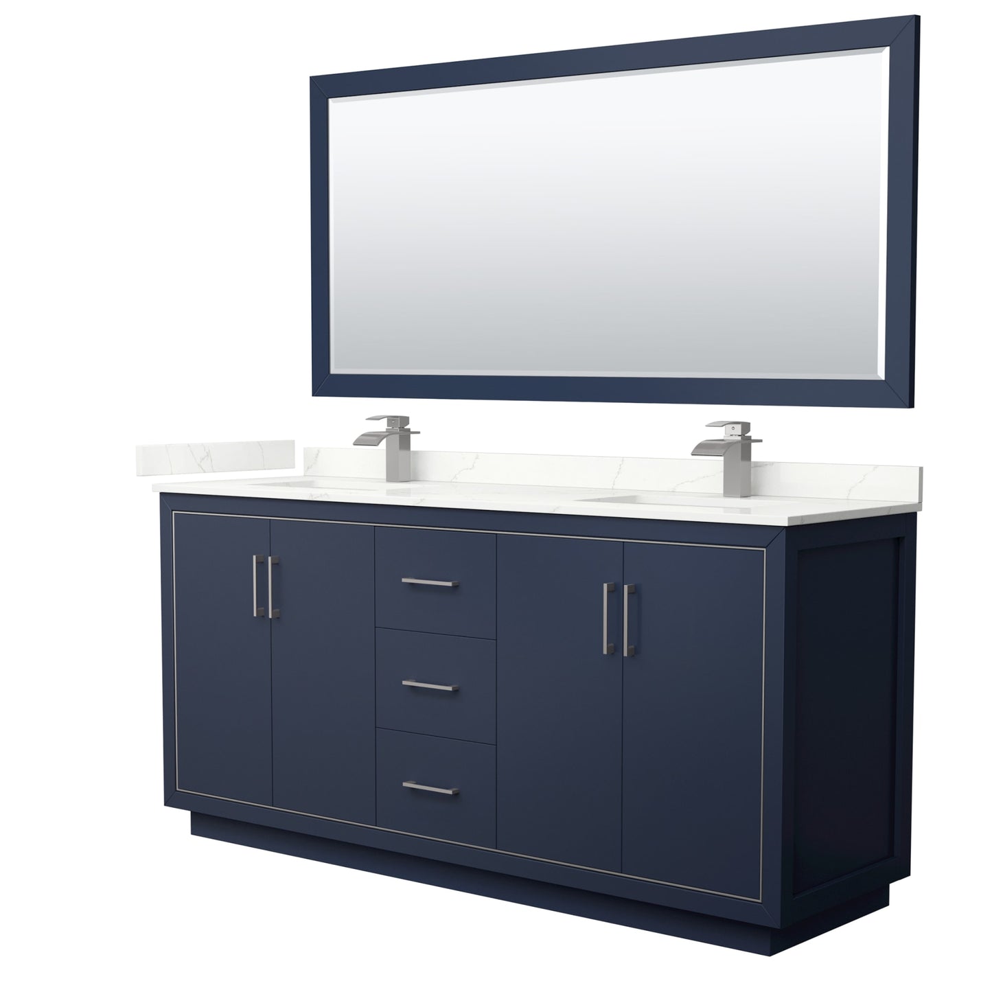 Icon Bathroom Vanity with Countertop 72 inch Double Sink Single hole Faucet Setup