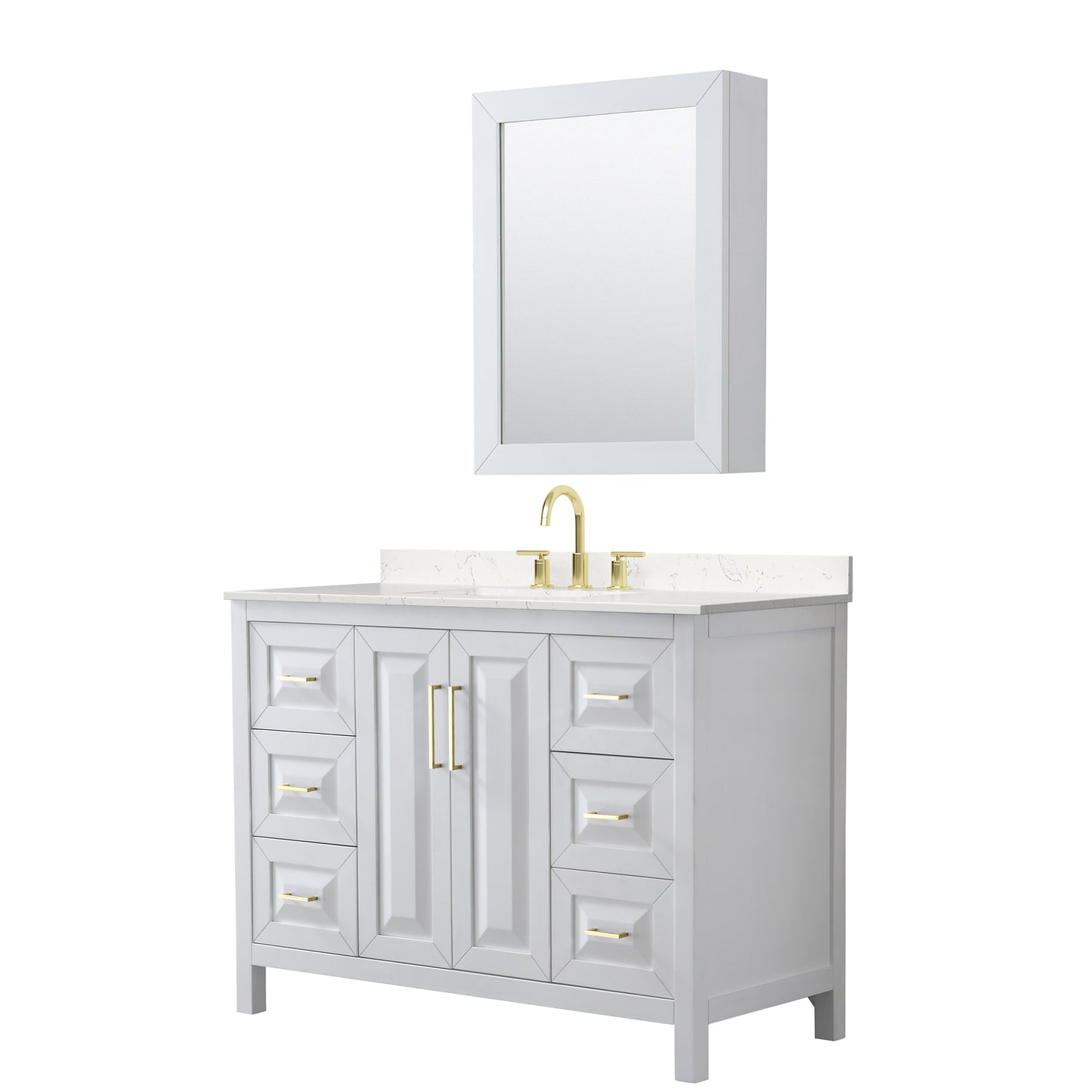 Daria Bathroom Vanity with Countertop 48 inch Single Sink 3-hole Faucet Setup