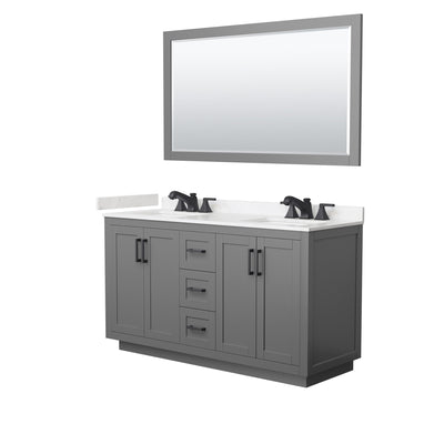 Miranda Bathroom Vanity with Countertop 60 inch Double Sink 3-hole Faucet Setup