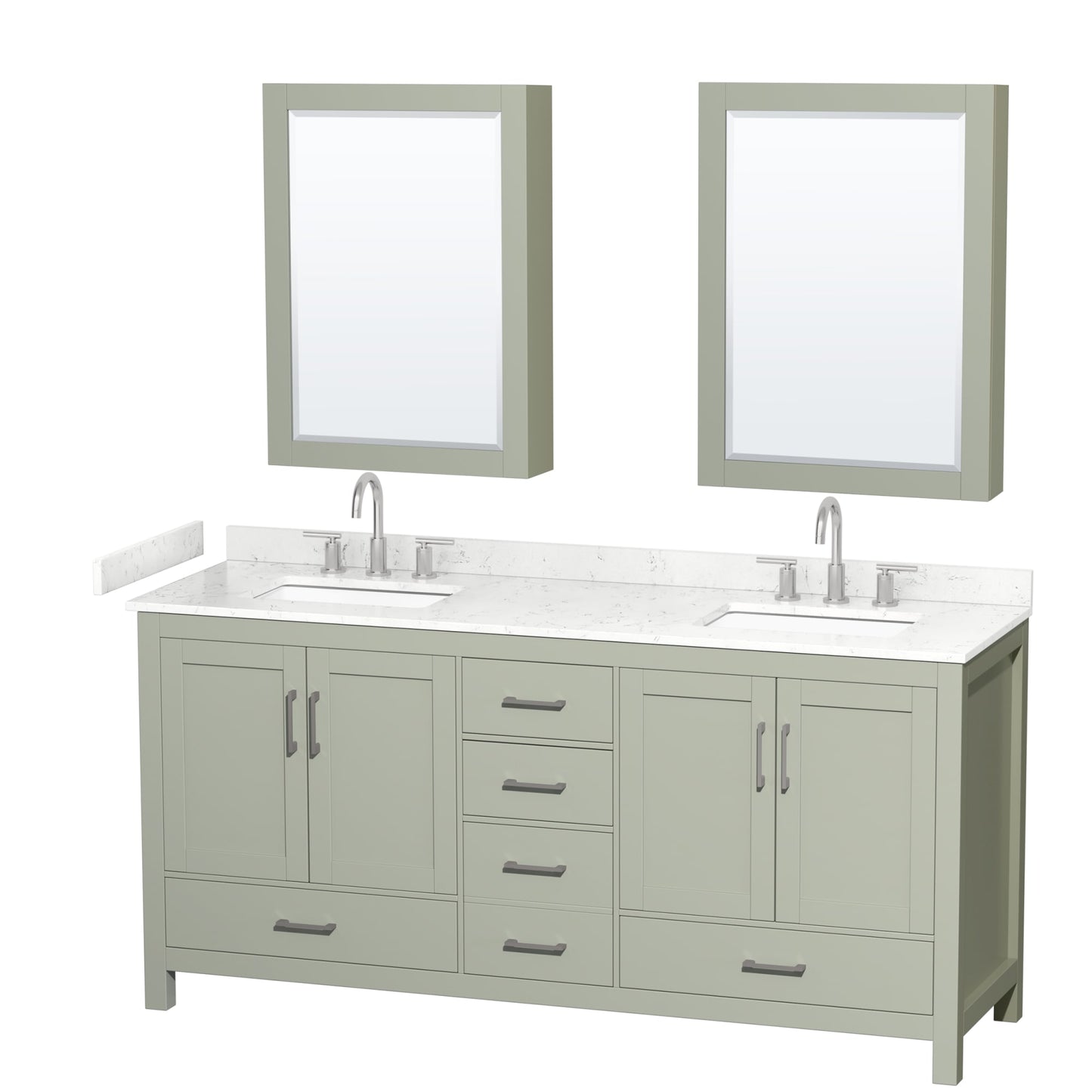 Sheffield Bathroom Vanity with Countertop 72 inch Double Sink 3-hole Faucet Setup