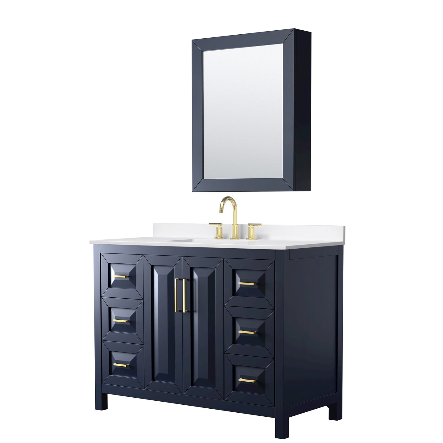 Daria Bathroom Vanity with Countertop 48 inch Single Sink 3-hole Faucet Setup