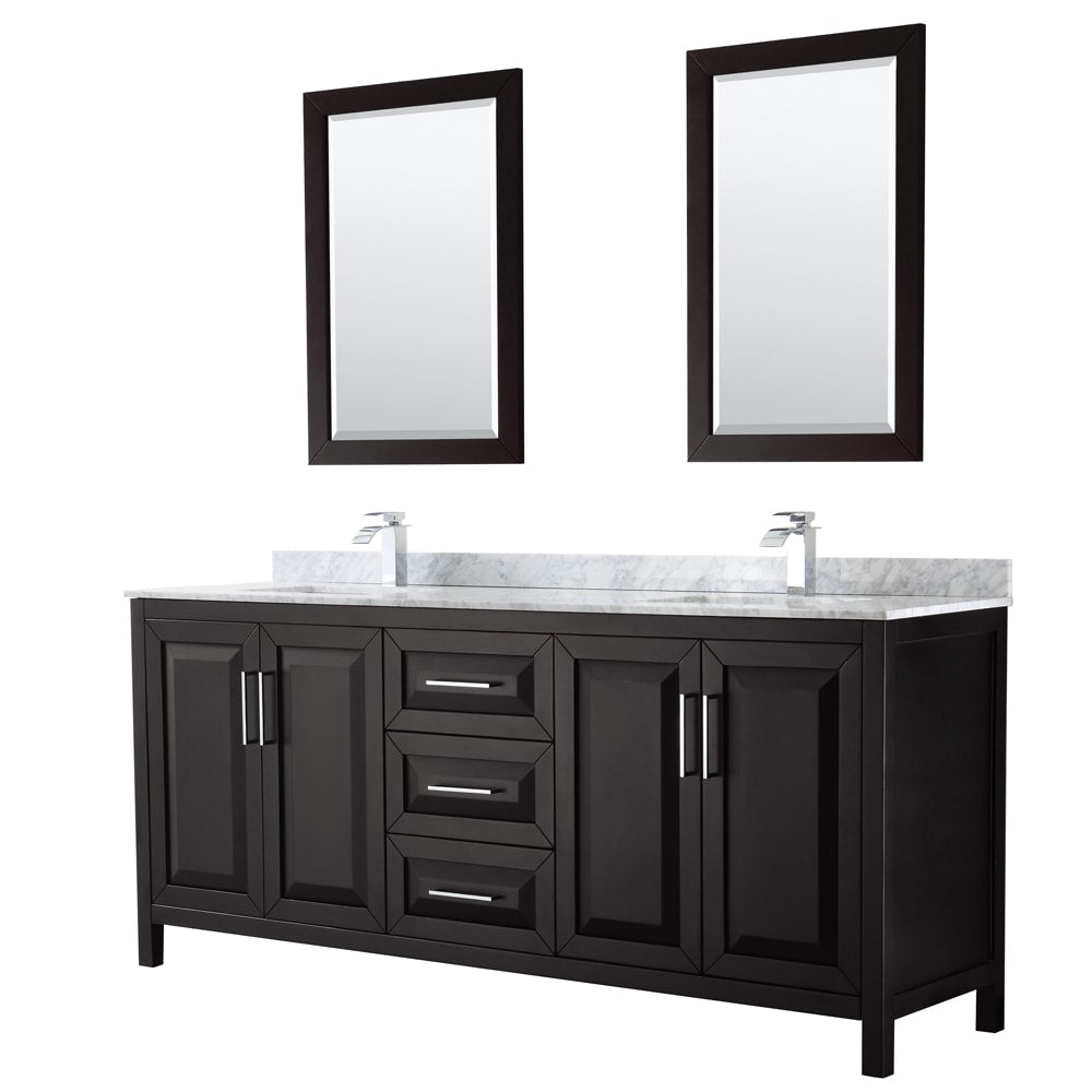 Daria Bathroom Vanity with Countertop 80 inch Double Sink Single hole Faucet Setup