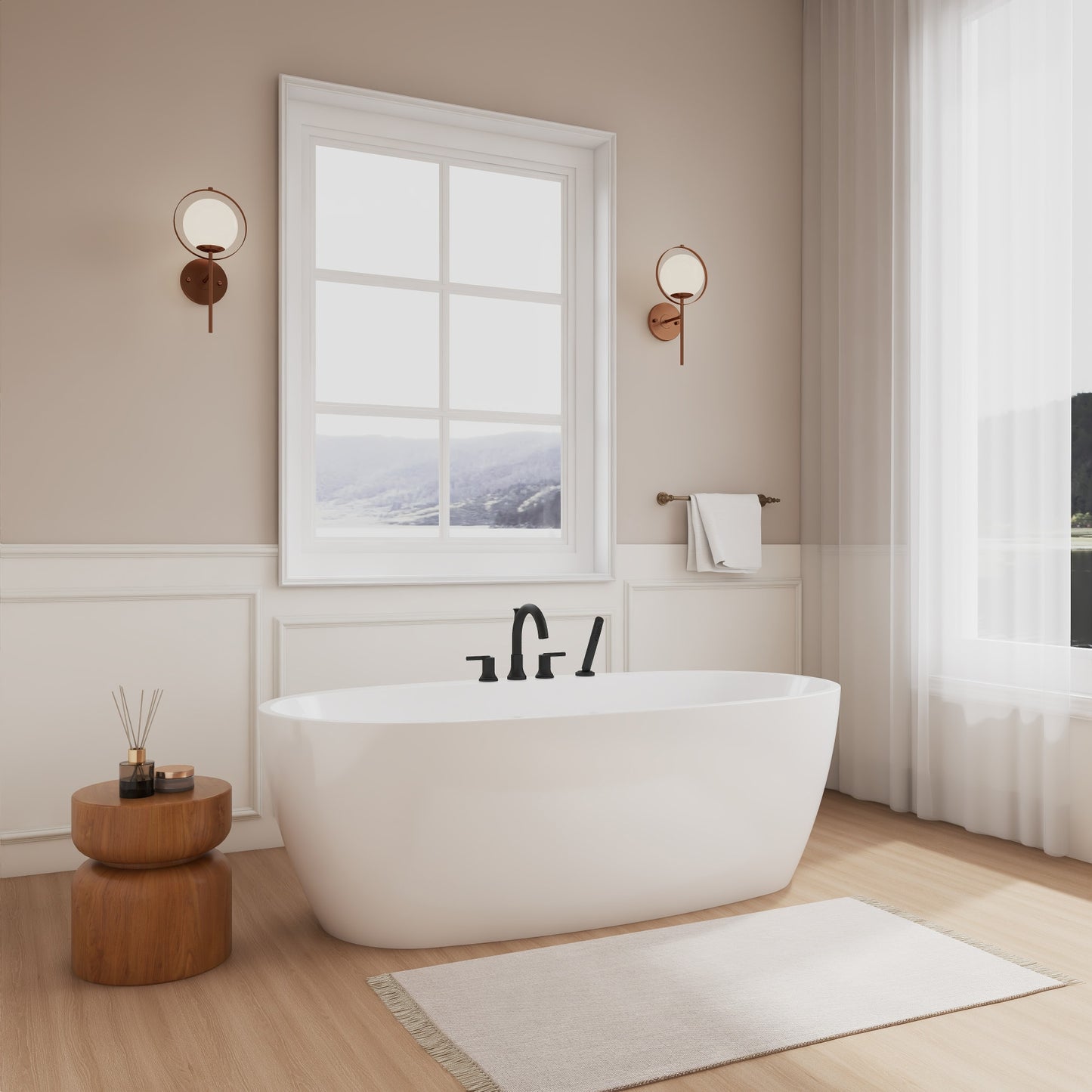 Astrid Freestanding Acrylic Bathtub No Faucet 67 inch