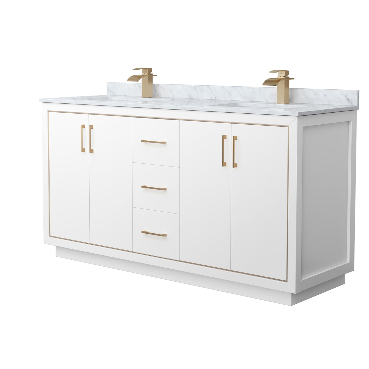 Icon Bathroom Vanity with Countertop 66 inch Double Sink Single hole Faucet Setup