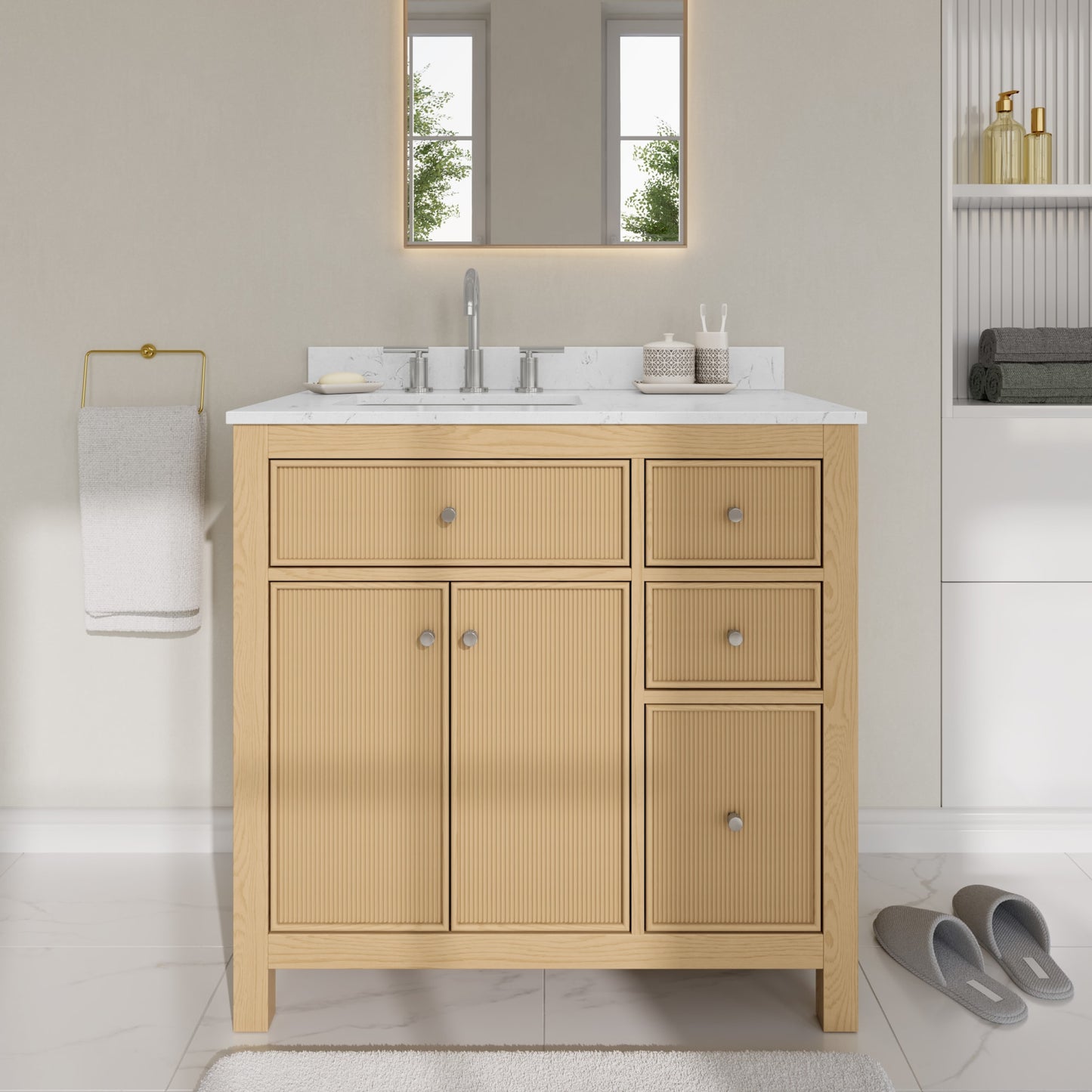 Pendry Bathroom Vanity with Countertop 36 inch Single Sink 3-hole Faucet Setup