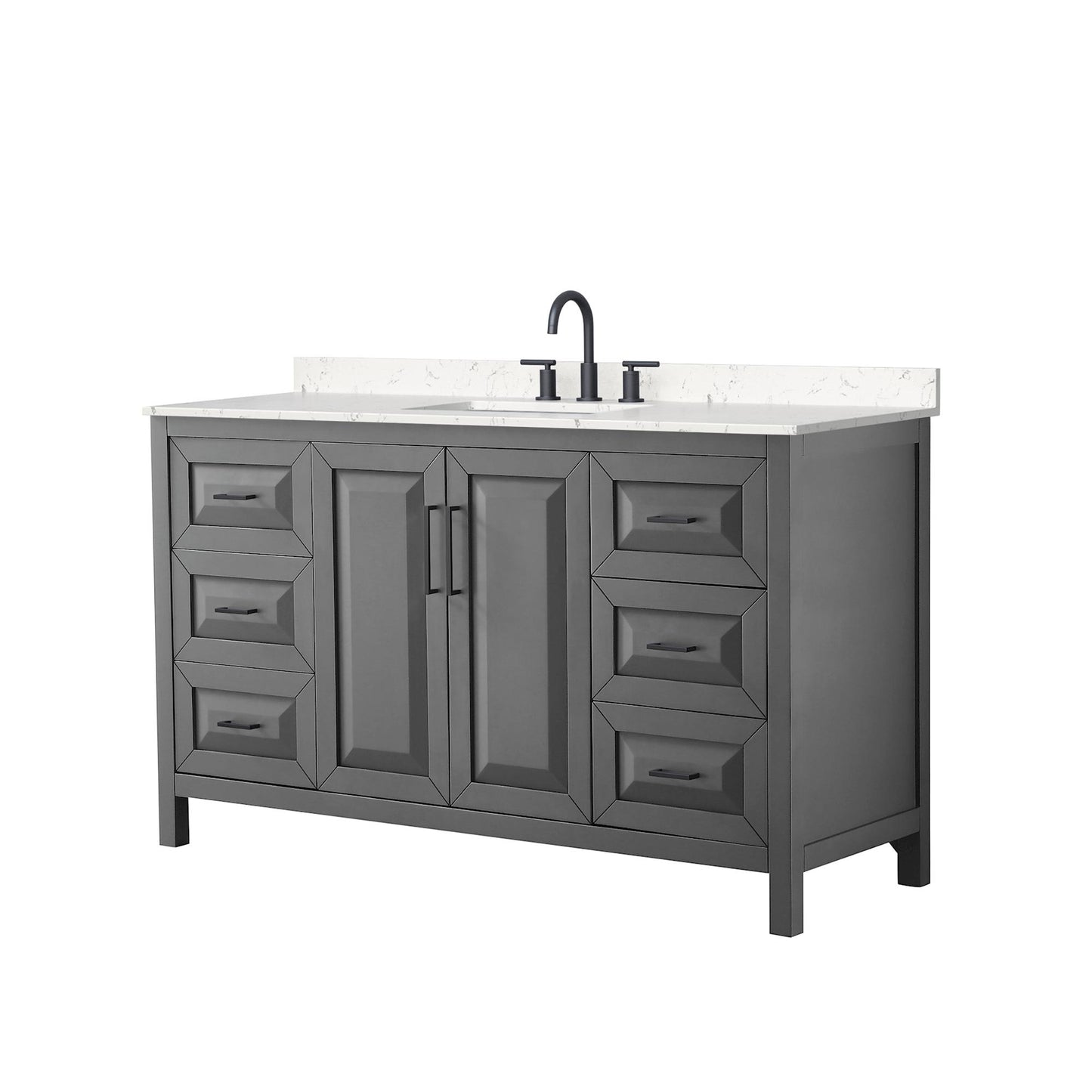 Daria Bathroom Vanity with Countertop 60 inch Single Sink 3-hole Faucet Setup