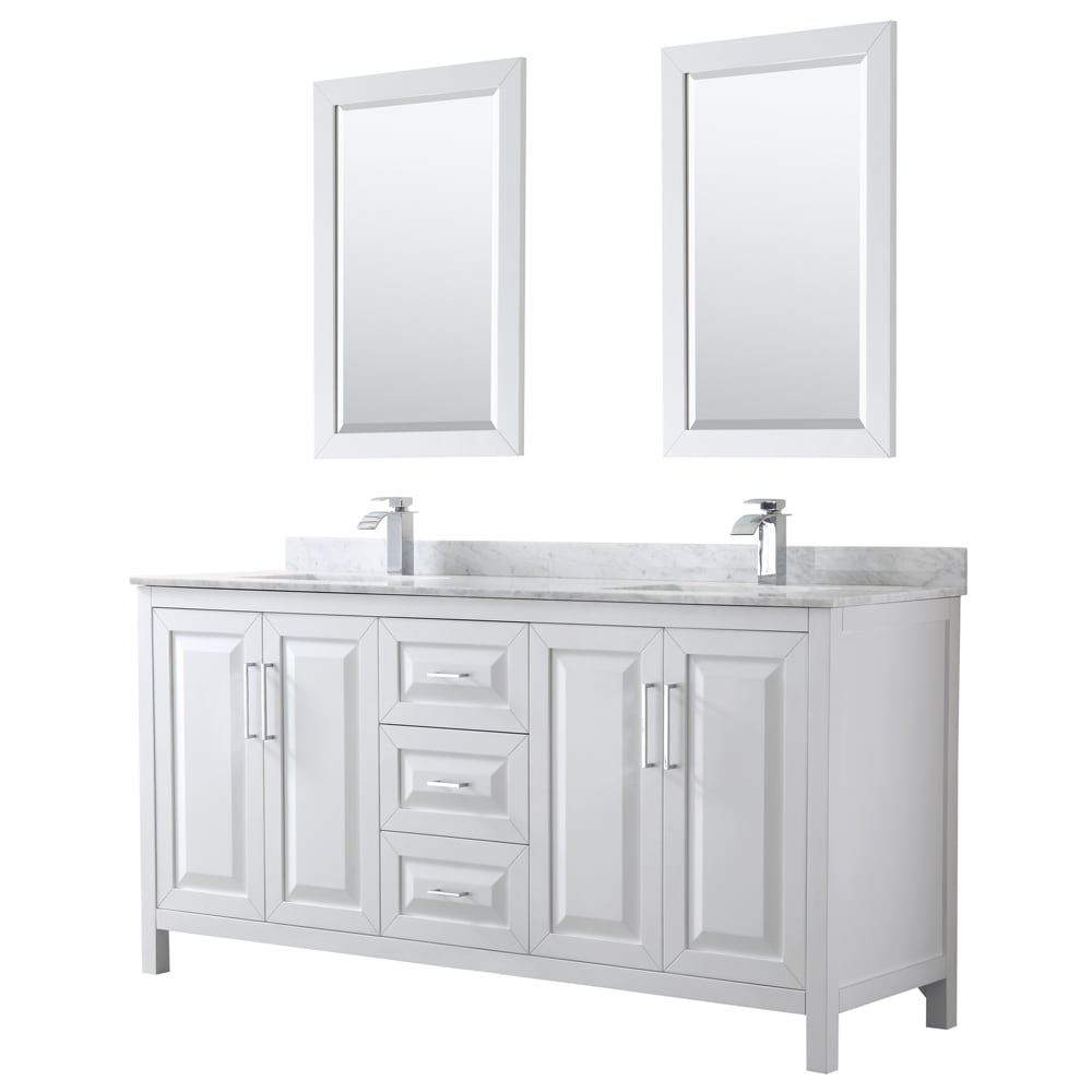 Daria Bathroom Vanity with Countertop 72 inch Double Sink Single hole Faucet Setup