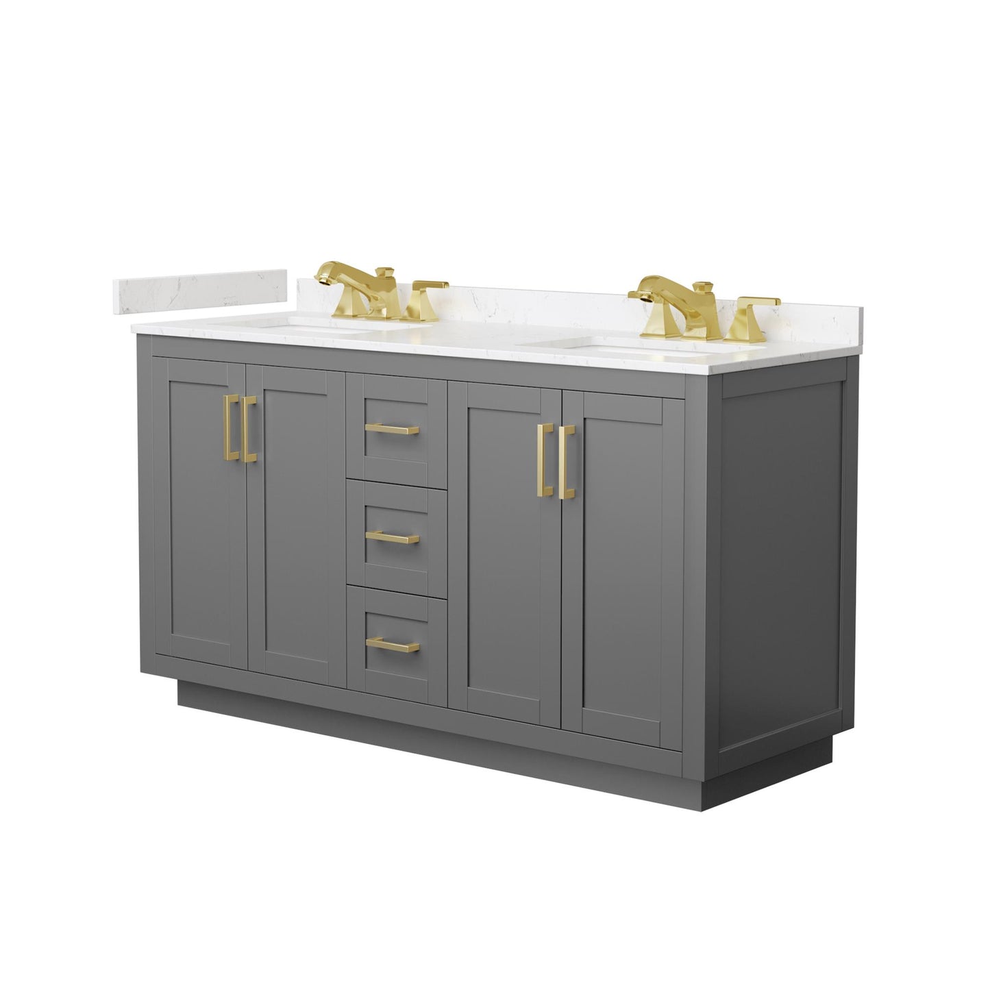 Miranda Bathroom Vanity with Countertop 60 inch Double Sink 3-hole Faucet Setup