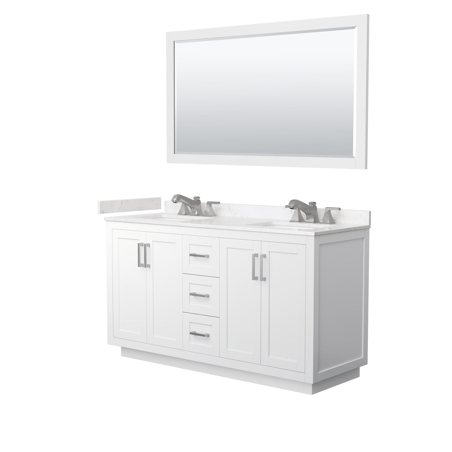 Miranda Bathroom Vanity with Countertop 60 inch Double Sink 3-hole Faucet Setup