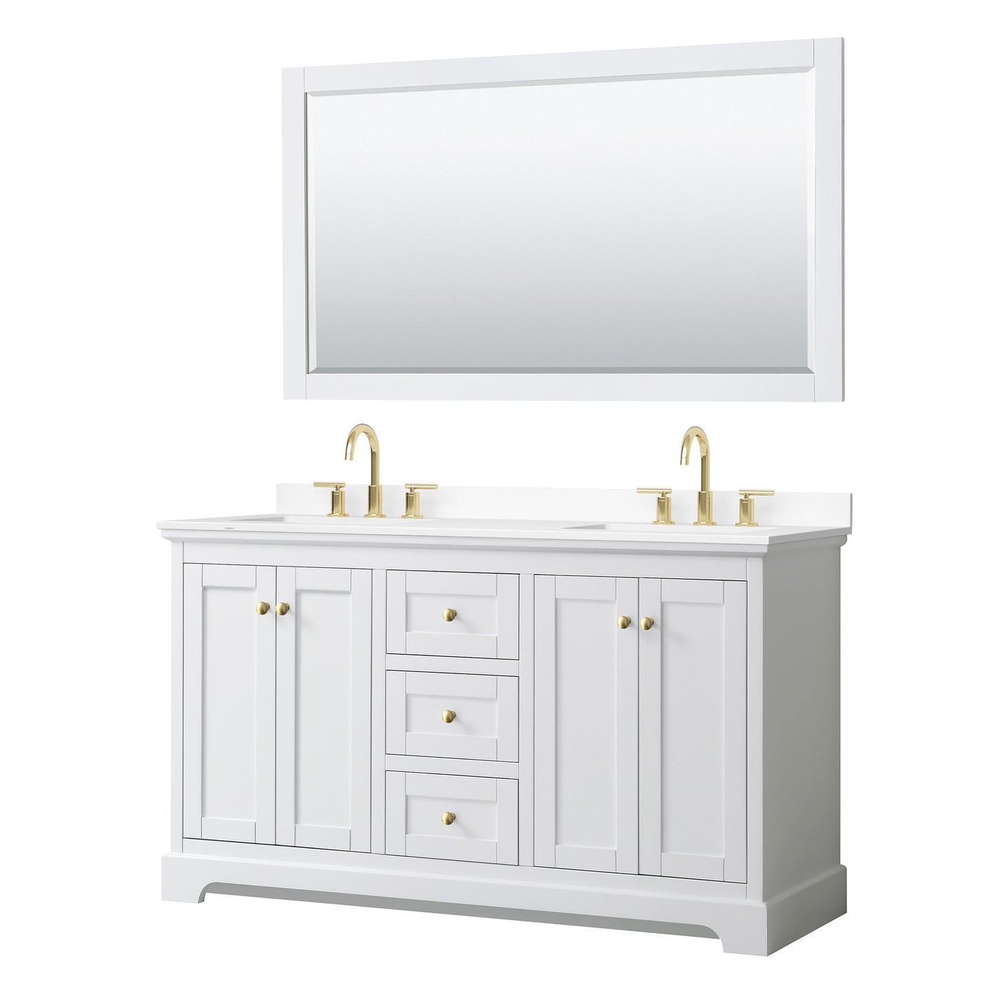 Avery Bathroom Vanity with Countertop 60 inch Double Sink 3-hole Faucet Setup