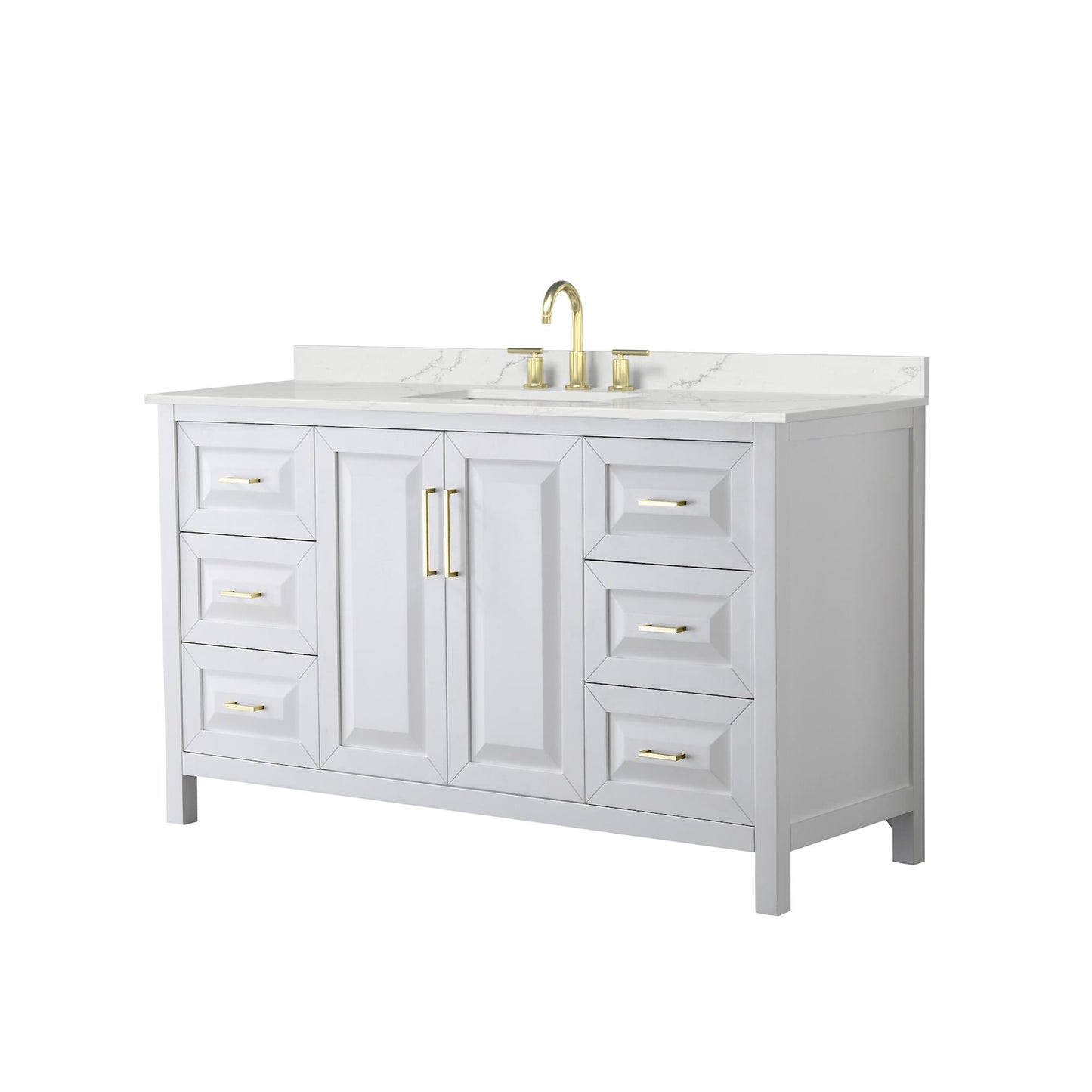 Daria Bathroom Vanity with Countertop 60 inch Single Sink 3-hole Faucet Setup