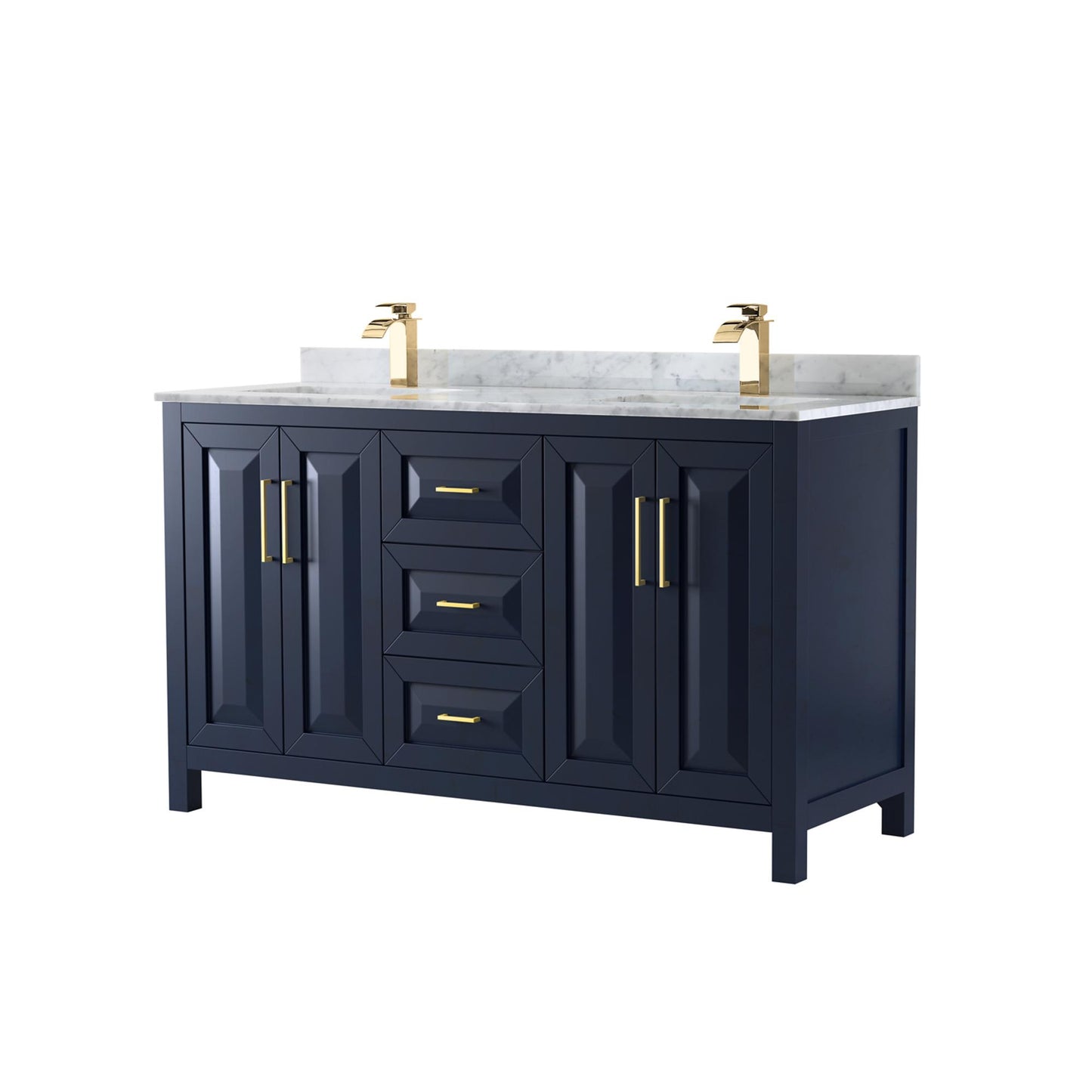 Daria Bathroom Vanity with Countertop 60 inch Double Sink Single hole Faucet Setup