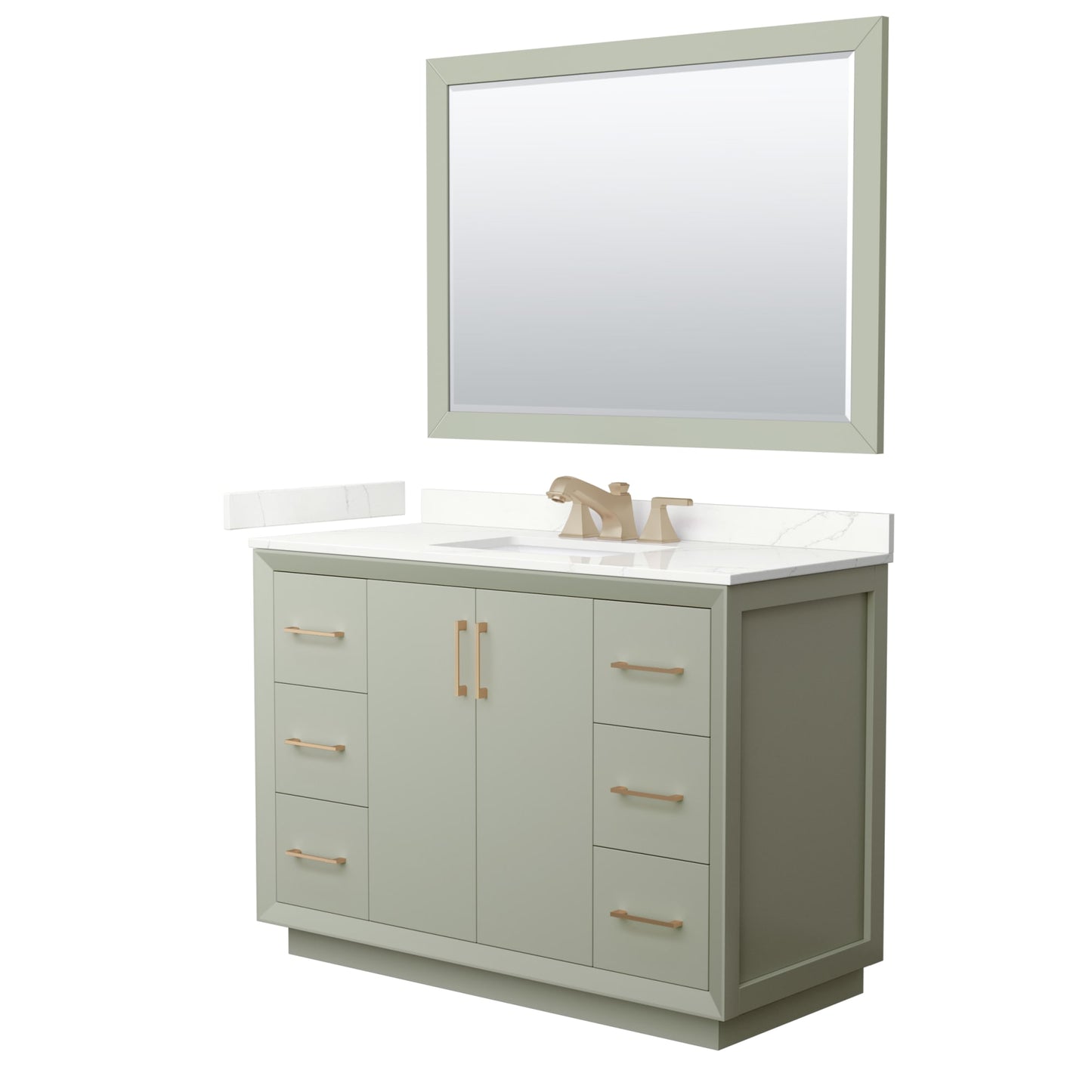 Strada Bathroom Vanity with Countertop 48 inch Single Sink 3-hole Faucet Setup