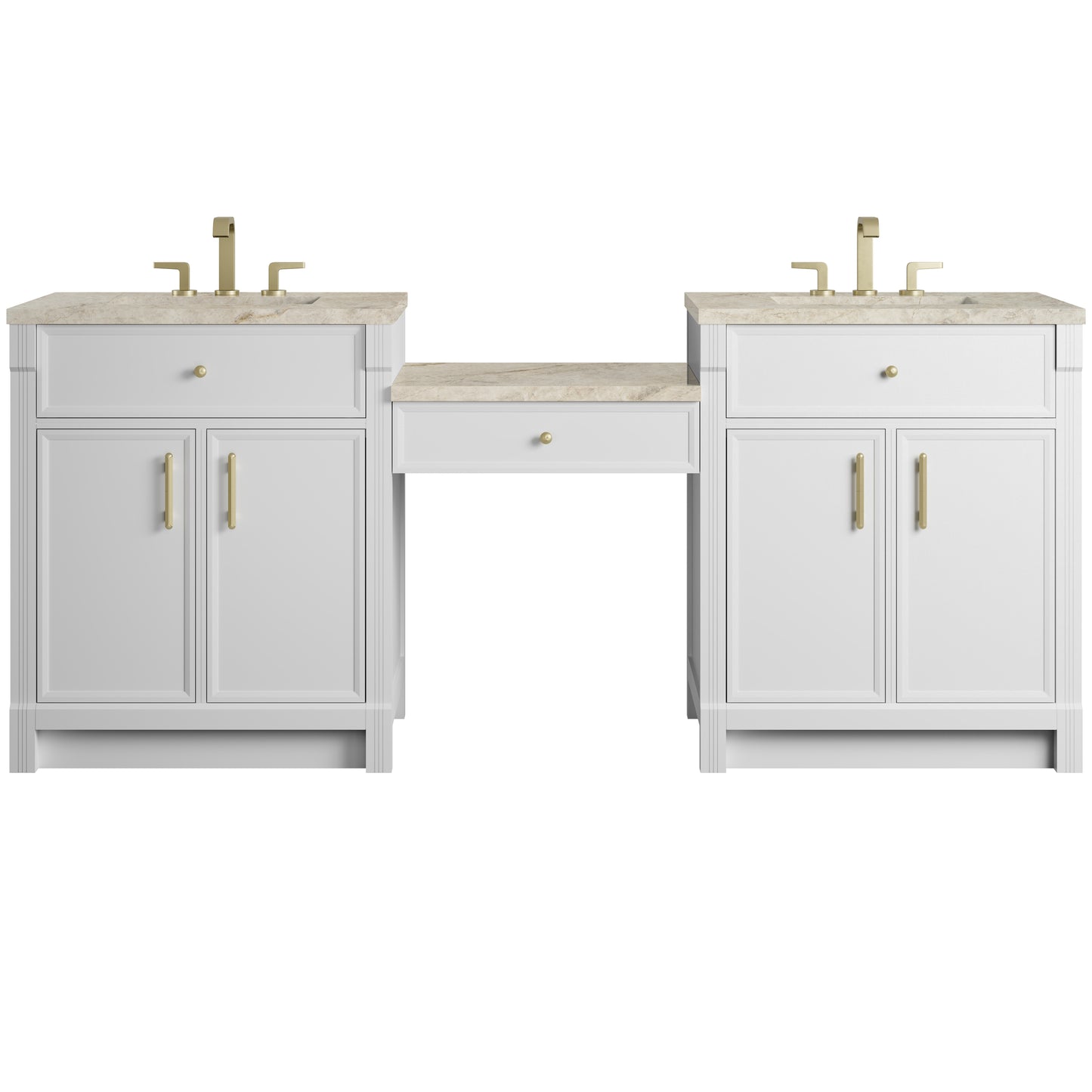 Bellshire 84" Dual Vanity Set with 24" Make-Up Counter