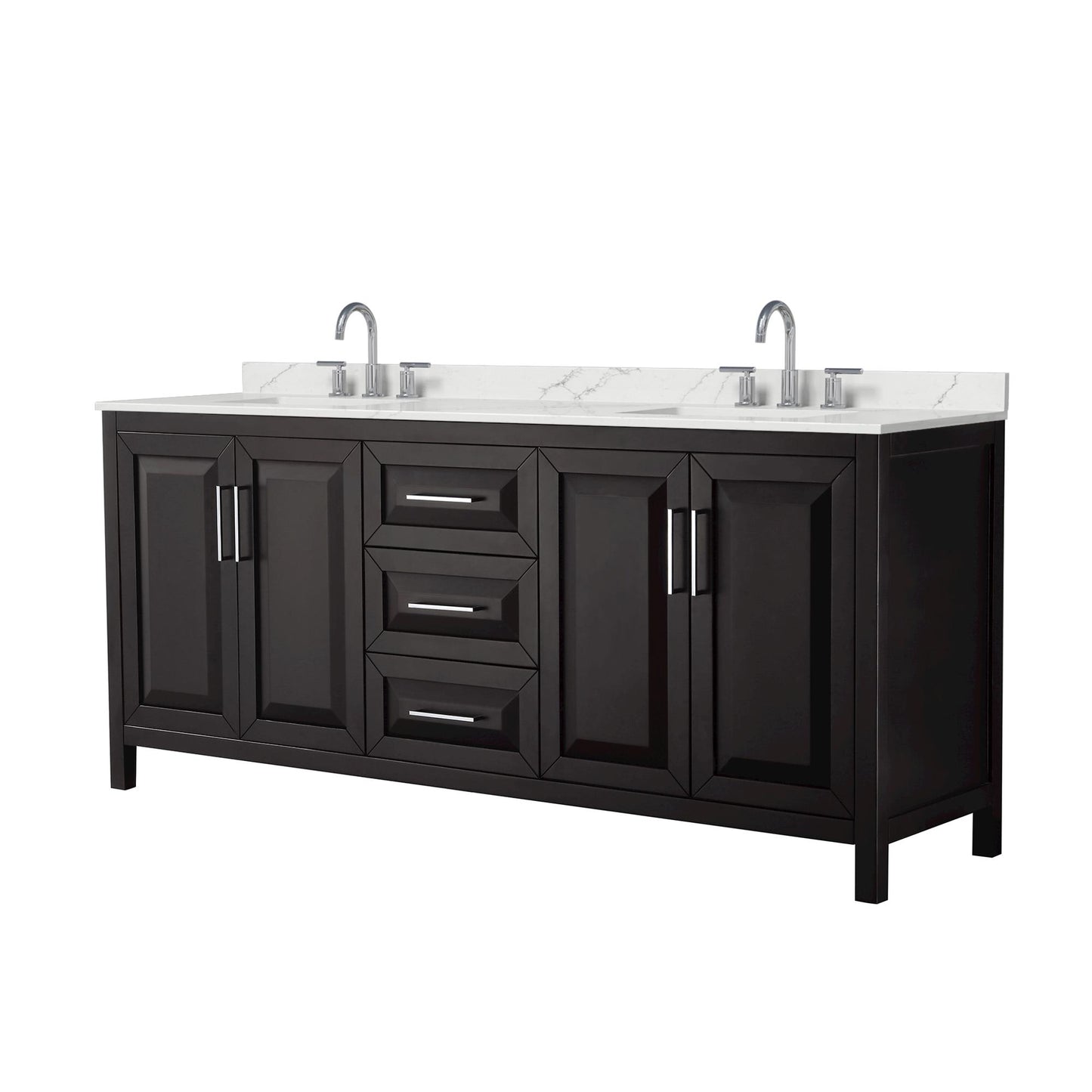 Daria Bathroom Vanity with Countertop 80 inch Double Sink 3-hole Faucet Setup