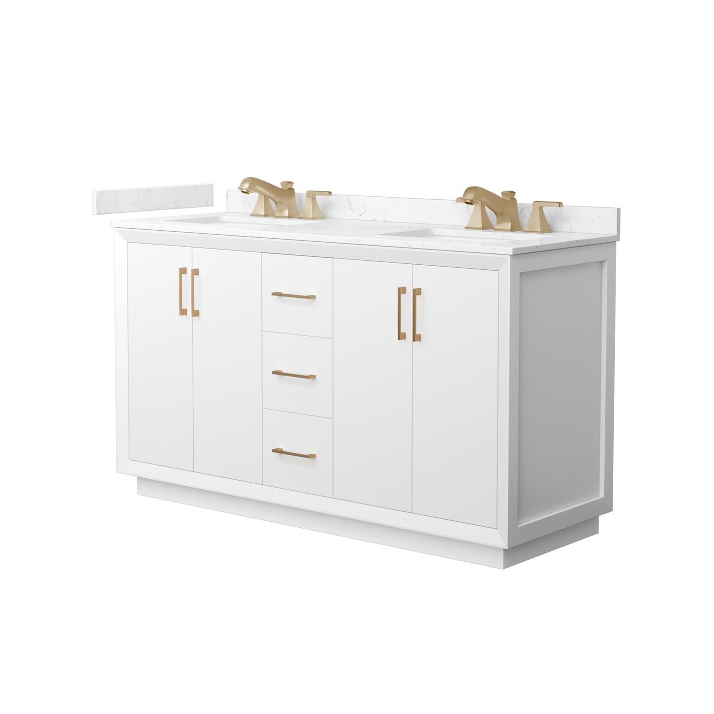 Strada Bathroom Vanity with Countertop 60 inch Double Sink 3-hole Faucet Setup