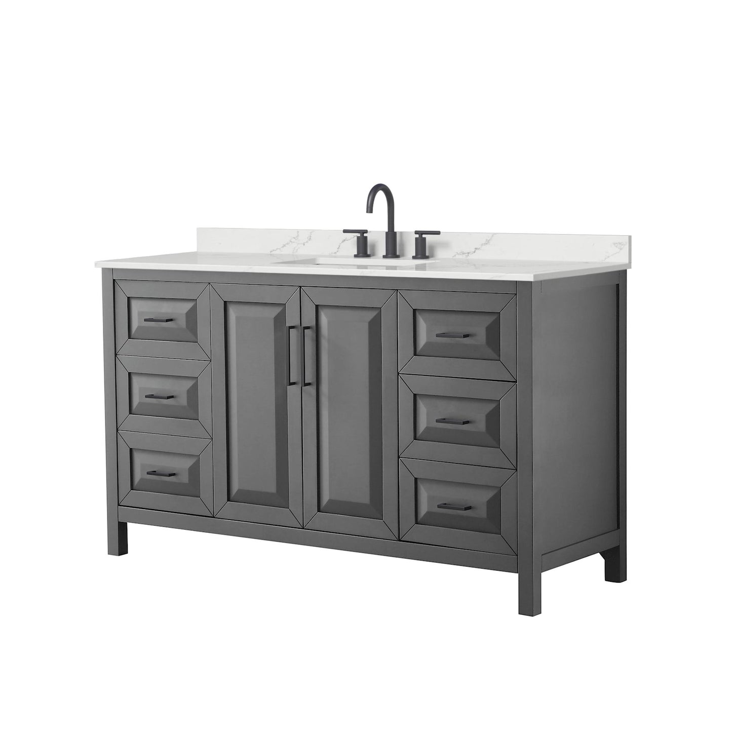 Daria Bathroom Vanity with Countertop 60 inch Single Sink 3-hole Faucet Setup