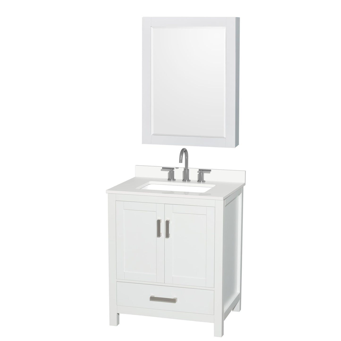 Sheffield Bathroom Vanity with Countertop 30 inch Single Sink 3-hole Faucet Setup
