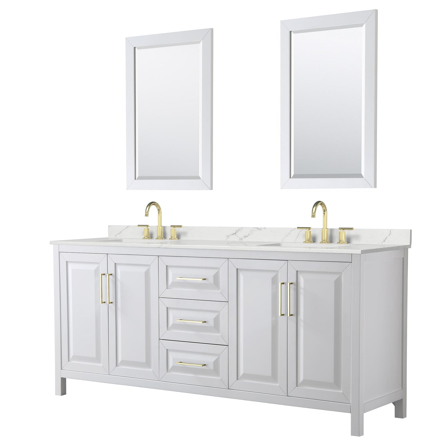 Daria Bathroom Vanity with Countertop 80 inch Double Sink 3-hole Faucet Setup
