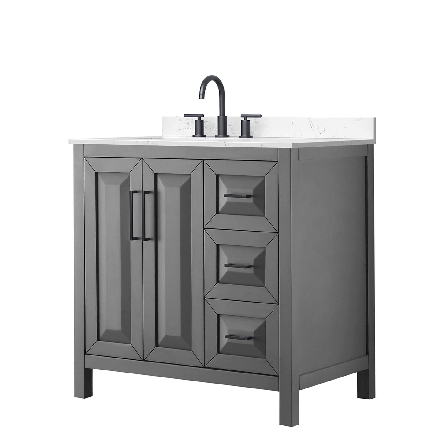 Daria Bathroom Vanity with Countertop 36 inch Single Sink 3-hole Faucet Setup