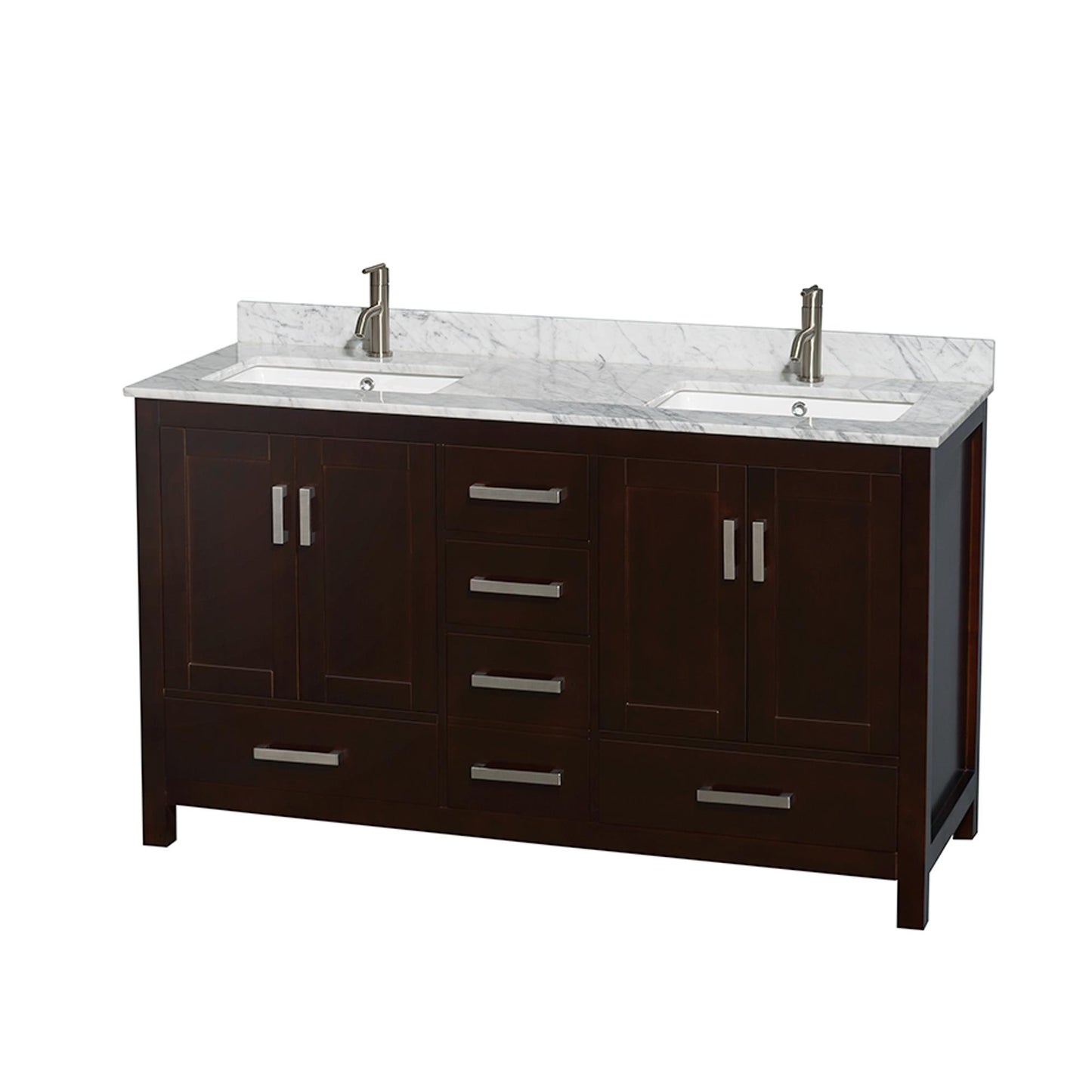 Sheffield Bathroom Vanity with Countertop 60 inch Double Sink Single hole Faucet Setup