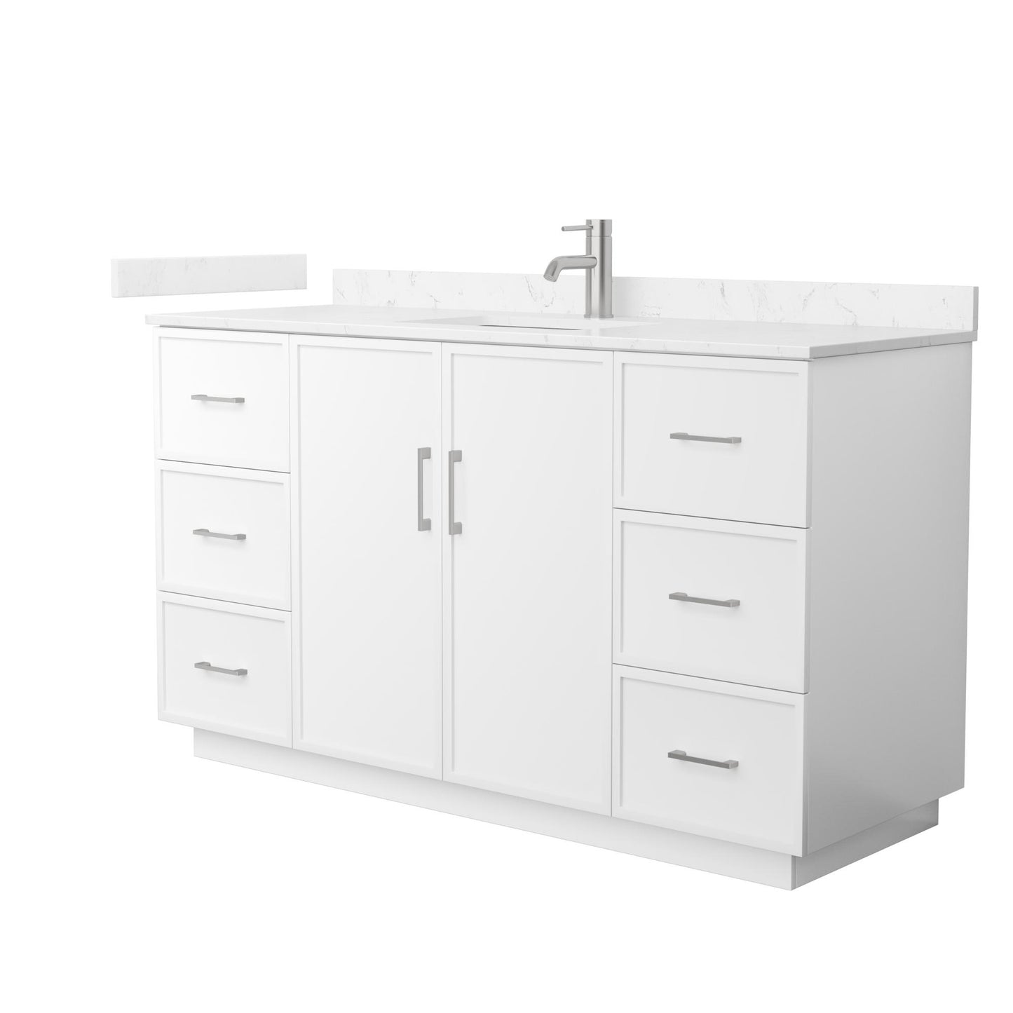 Elan TK Bathroom Vanity with Countertop 60 inch Single Sink Single hole Faucet Setup