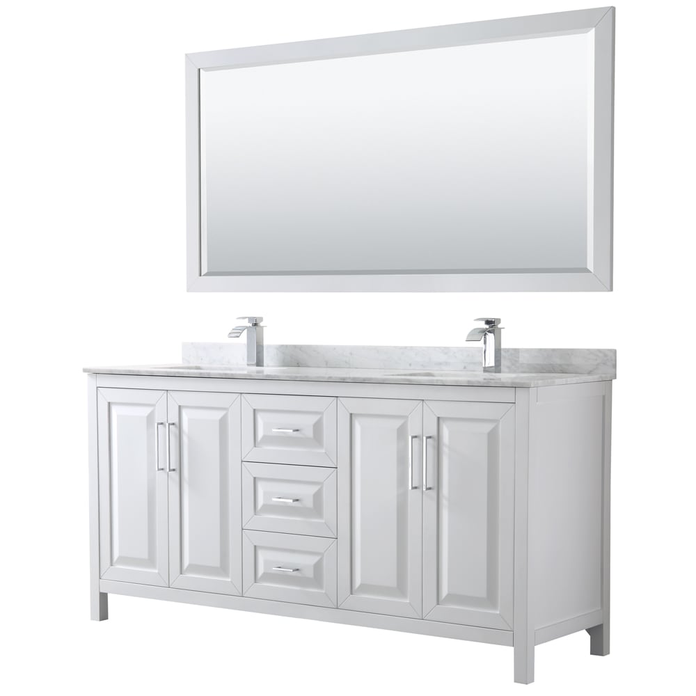 Daria Bathroom Vanity with Countertop 72 inch Double Sink Single hole Faucet Setup