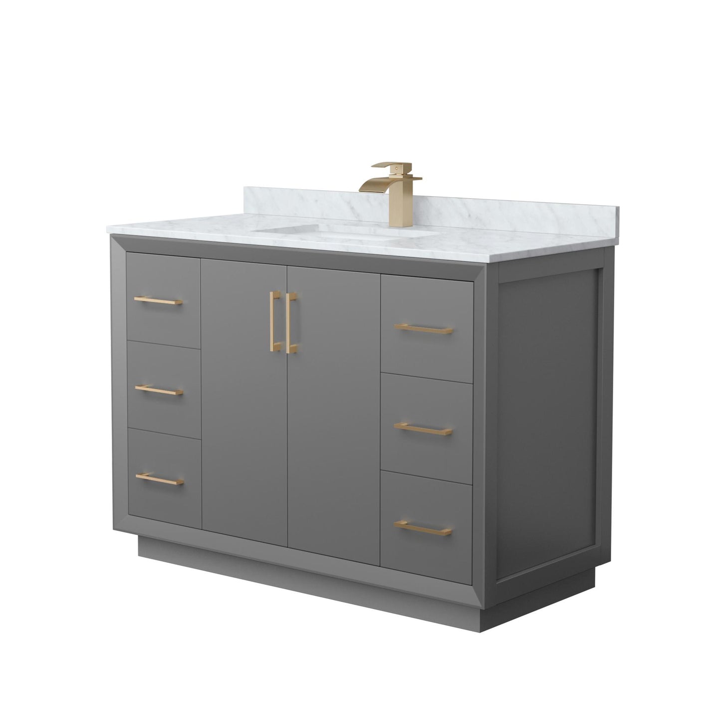 Strada Bathroom Vanity with Countertop 48 inch Single Sink Single hole Faucet Setup