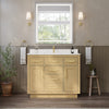 Custom image for Rift Oak with Brushed Gold Trim / White Cultured Marble / No Mirror