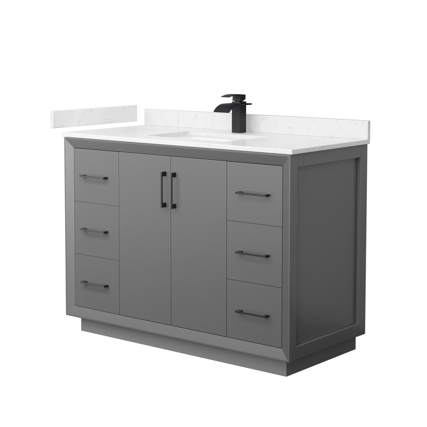 Strada Bathroom Vanity with Countertop 48 inch Single Sink Single hole Faucet Setup