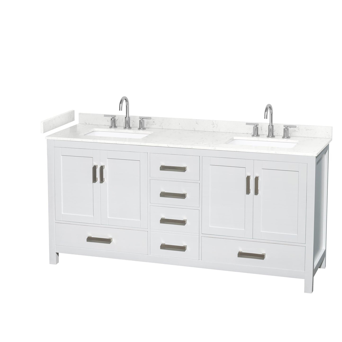 Sheffield Bathroom Vanity with Countertop 72 inch Double Sink 3-hole Faucet Setup