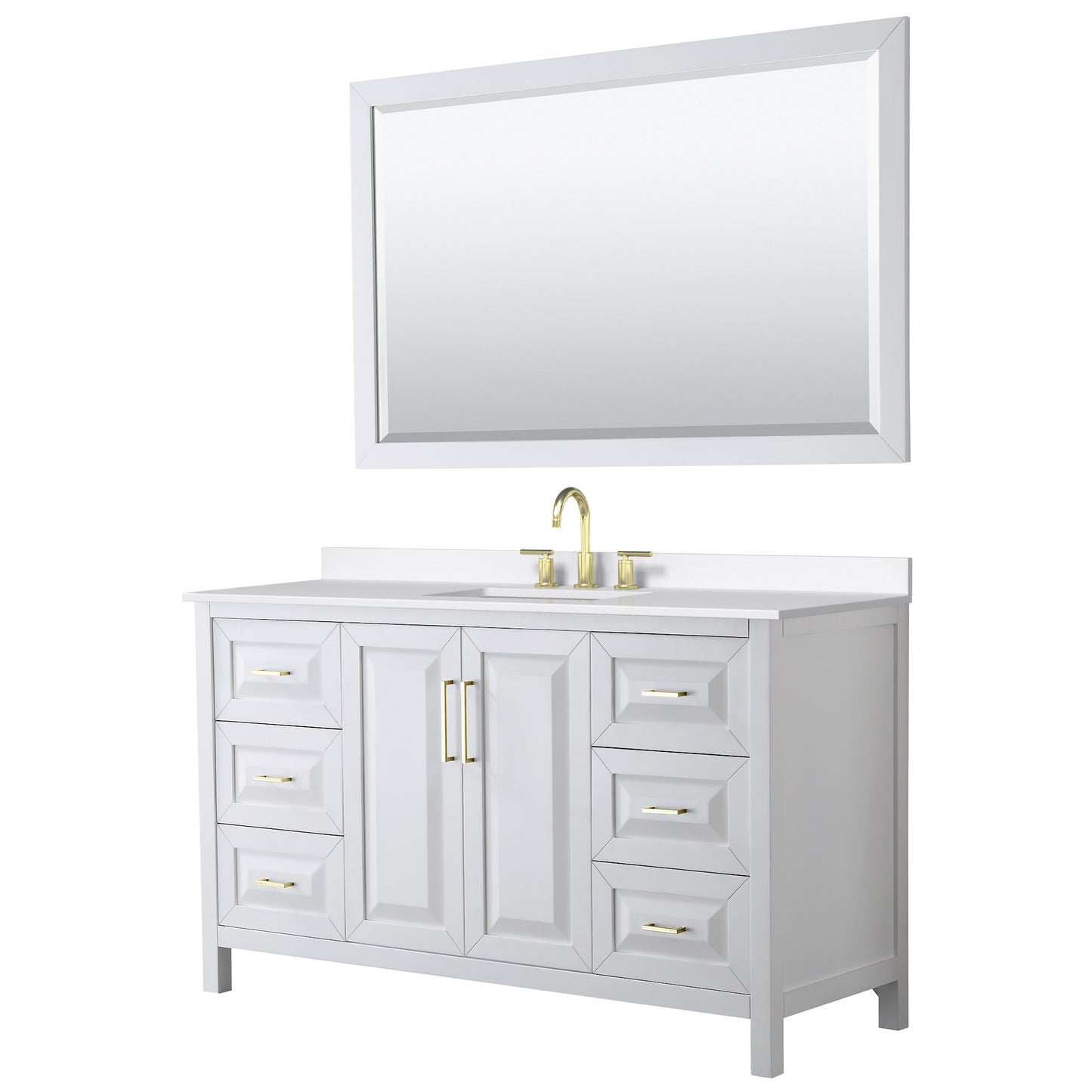 Daria Bathroom Vanity with Countertop 60 inch Single Sink 3-hole Faucet Setup