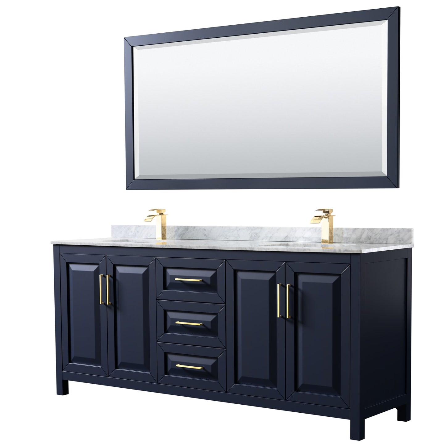 Daria Bathroom Vanity with Countertop 80 inch Double Sink Single hole Faucet Setup