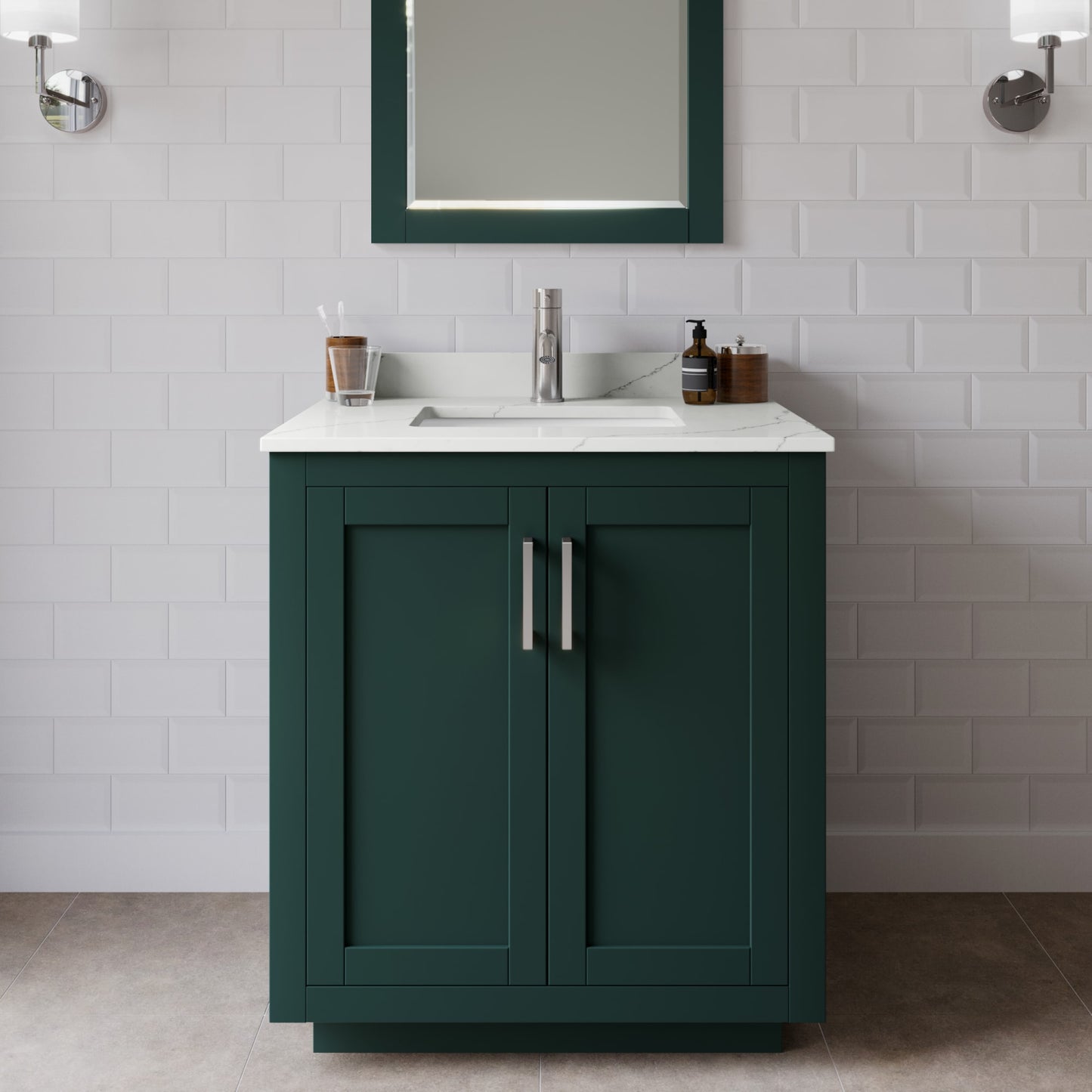Miranda Bathroom Vanity with Countertop 30 inch Single Sink Single hole Faucet Setup