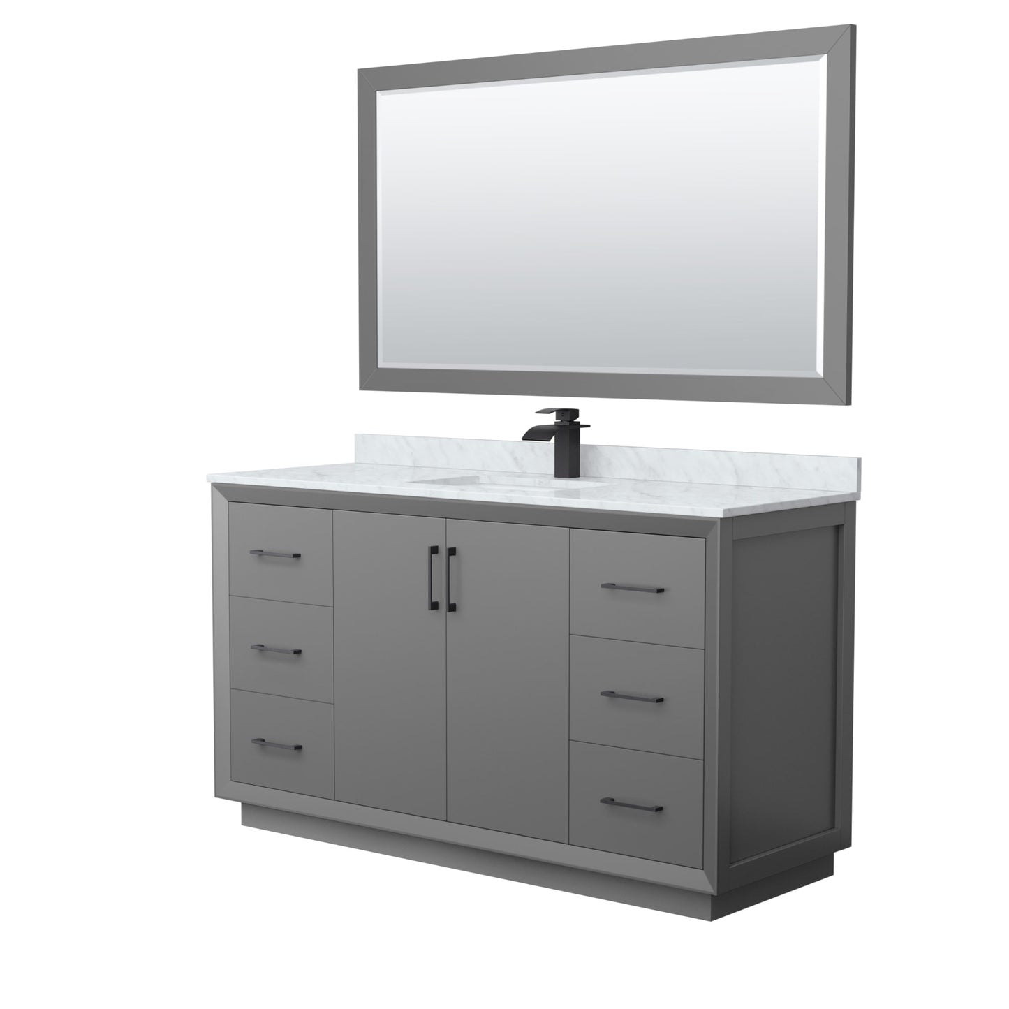 Strada Bathroom Vanity with Countertop 60 inch Single Sink Single hole Faucet Setup