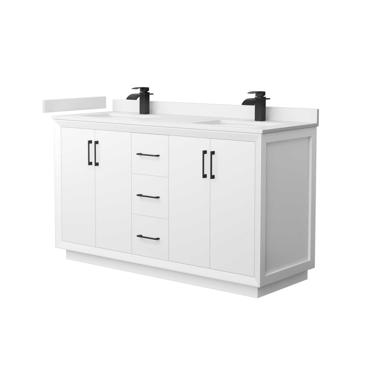 Strada Bathroom Vanity with Countertop 60 inch Double Sink Single hole Faucet Setup