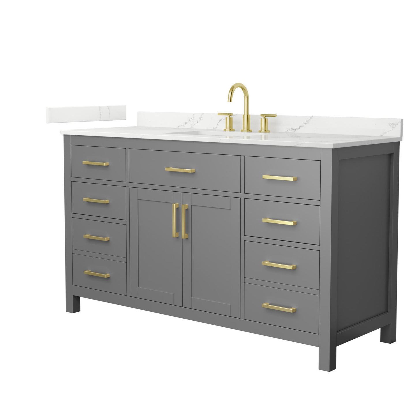 Beckett Bathroom Vanity with Countertop 60 inch Single Sink 3-hole Faucet Setup