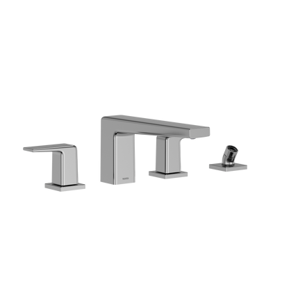 Gb Two-Handle Deck-Mount Roman Tub Filler Trim With Handshower