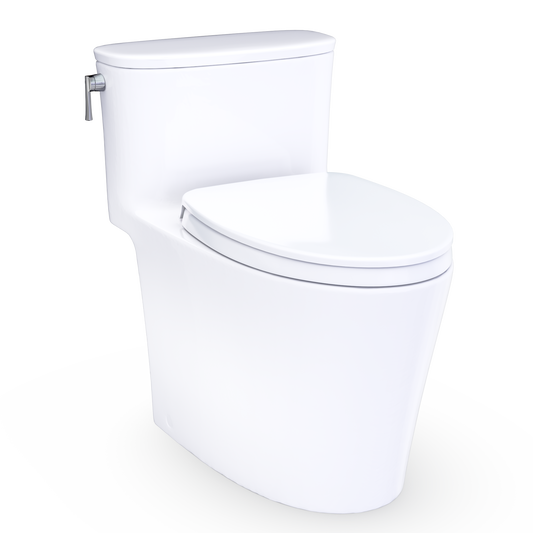 Aurora 1G One-Piece Elongated 1.0 GPF WASHLET+ and Auto Flush Ready Universal Height Toilet with CEFIONTECT and SS124 SoftClose Seat