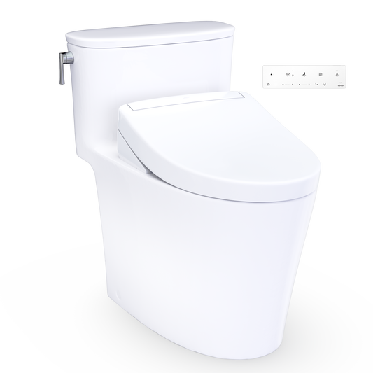 Aurora WASHLET+ S5 One-Piece Elongated 1.28 GPF Universal Height Toilet with CEFIONTECT