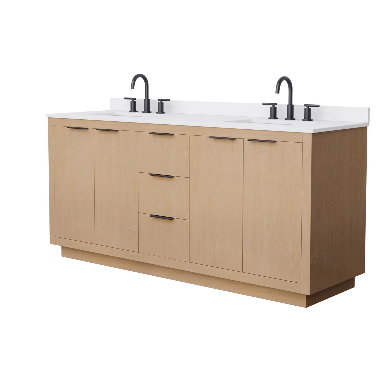 Maroni Bathroom Vanity with Countertop 72 inch Double Sink 3-hole Faucet Setup