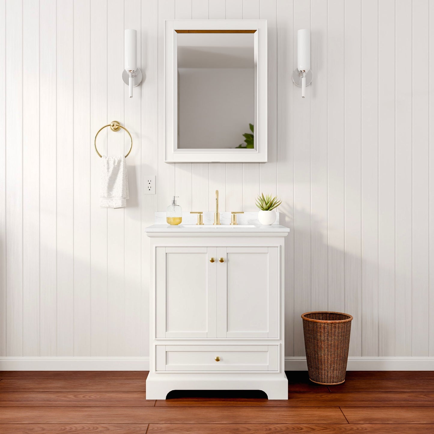 Deborah Bathroom Vanity with Countertop 30 inch Single Sink 3-hole Faucet Setup